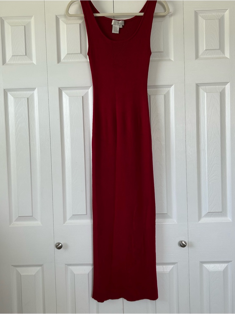 Vtg Spiegel Silkcashmere Ribbed Red Dress Xs